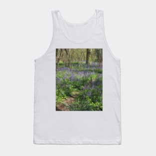 dappled light in woodland favoured by blue bells Tank Top